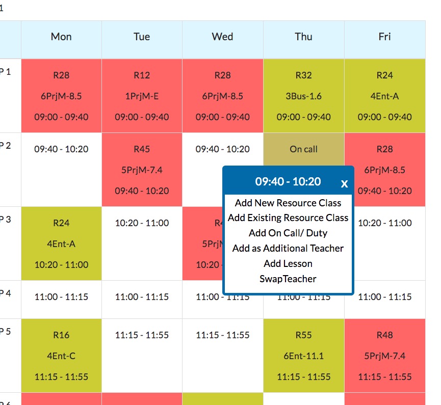 Make Editable Manually Edit a Teacher's Timetable during a school